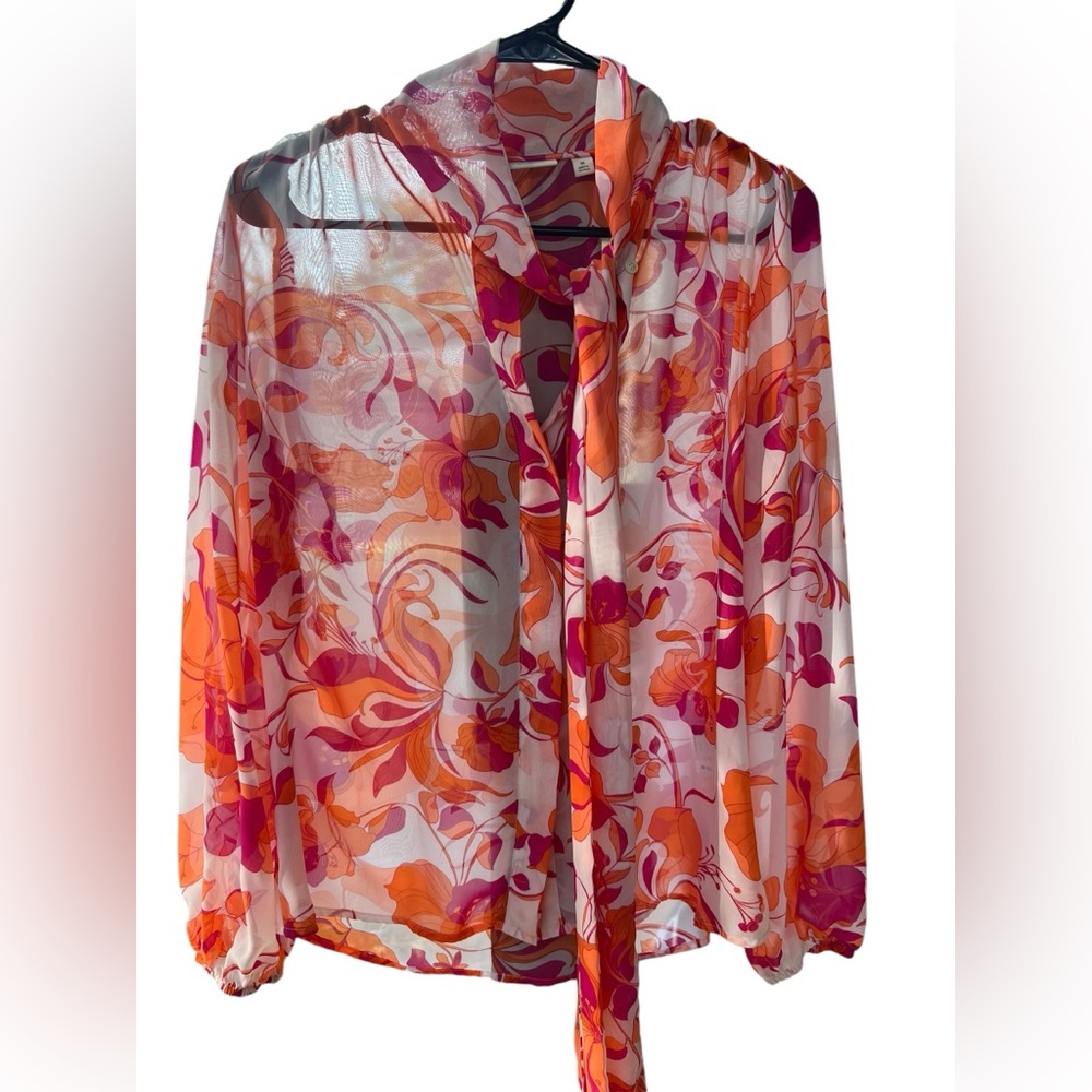 Colorful design see through blouse